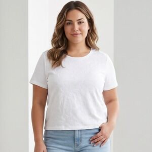 Core‎ 10 Mesh Cropped Workout Tee Women M White Breathable Stretch Athletic NWT